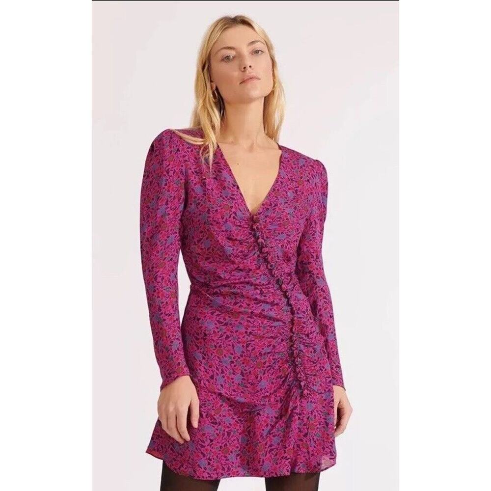 Veronica Beard Silk Verona Floral Mini Dress Womens Size 2 Pink Designer Party